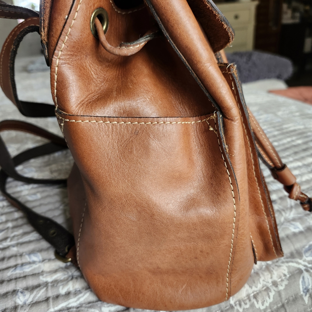 Patricia Nash Tan Leather Backpack - Picture 2 of 9